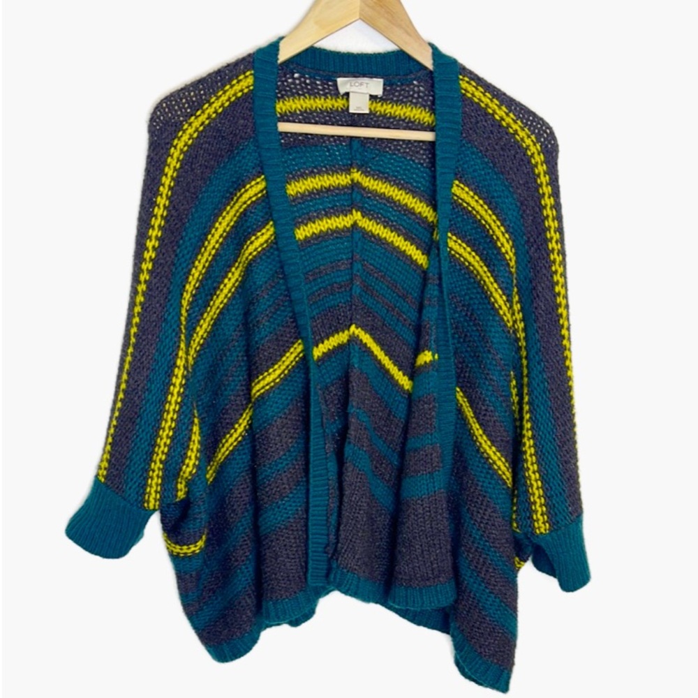 Loft Dolman Chunky knit stripe cardigan M/L